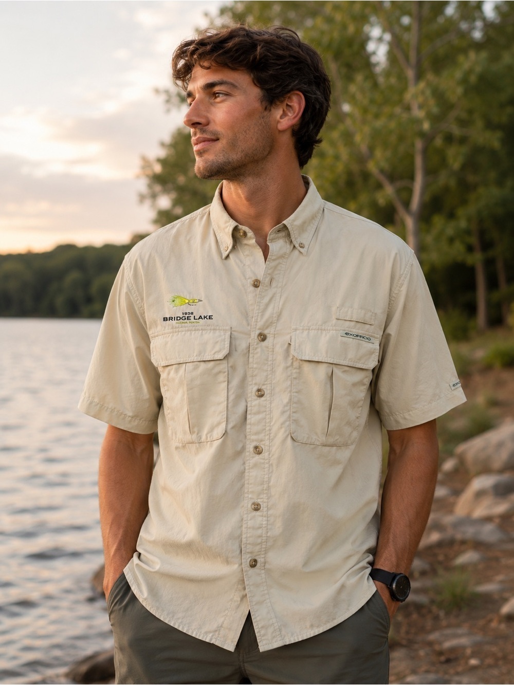 Exofficio Tan Short Sleeve Fishing Shirt Size M Lightweight Outdoor Gorpcore